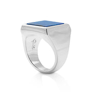 Sterlingsilber Siegelring verziert mit einem Lapislazuli R-4332-M