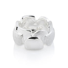 Ring aus Sterlingsilber mit abgerundeten Formen, die sich mit gebürsteten und glänzenden Oberflächen abwechseln 20-1022