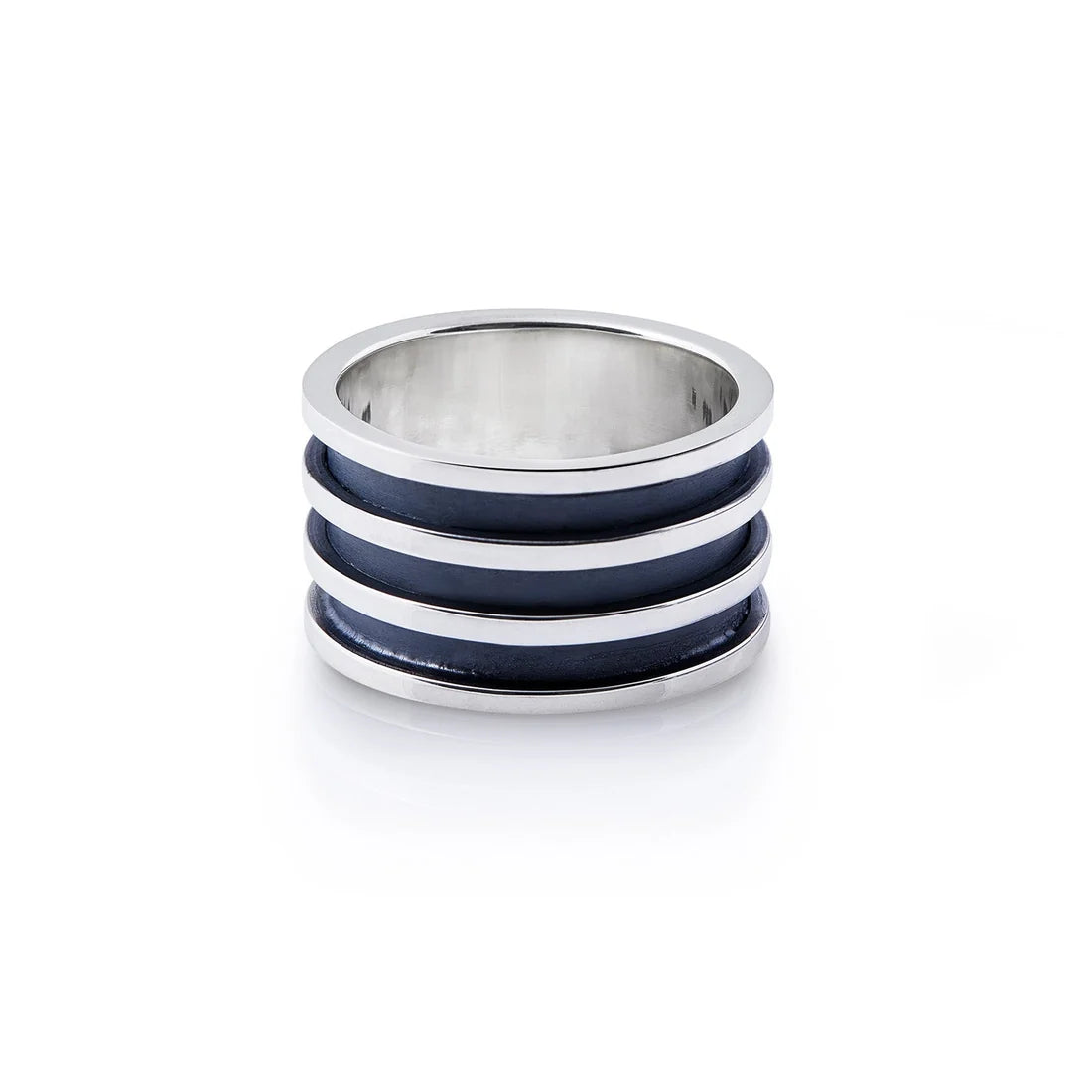 Ring aus Sterlingsilber mit glänzendem und oxidiertem Finish R-4344