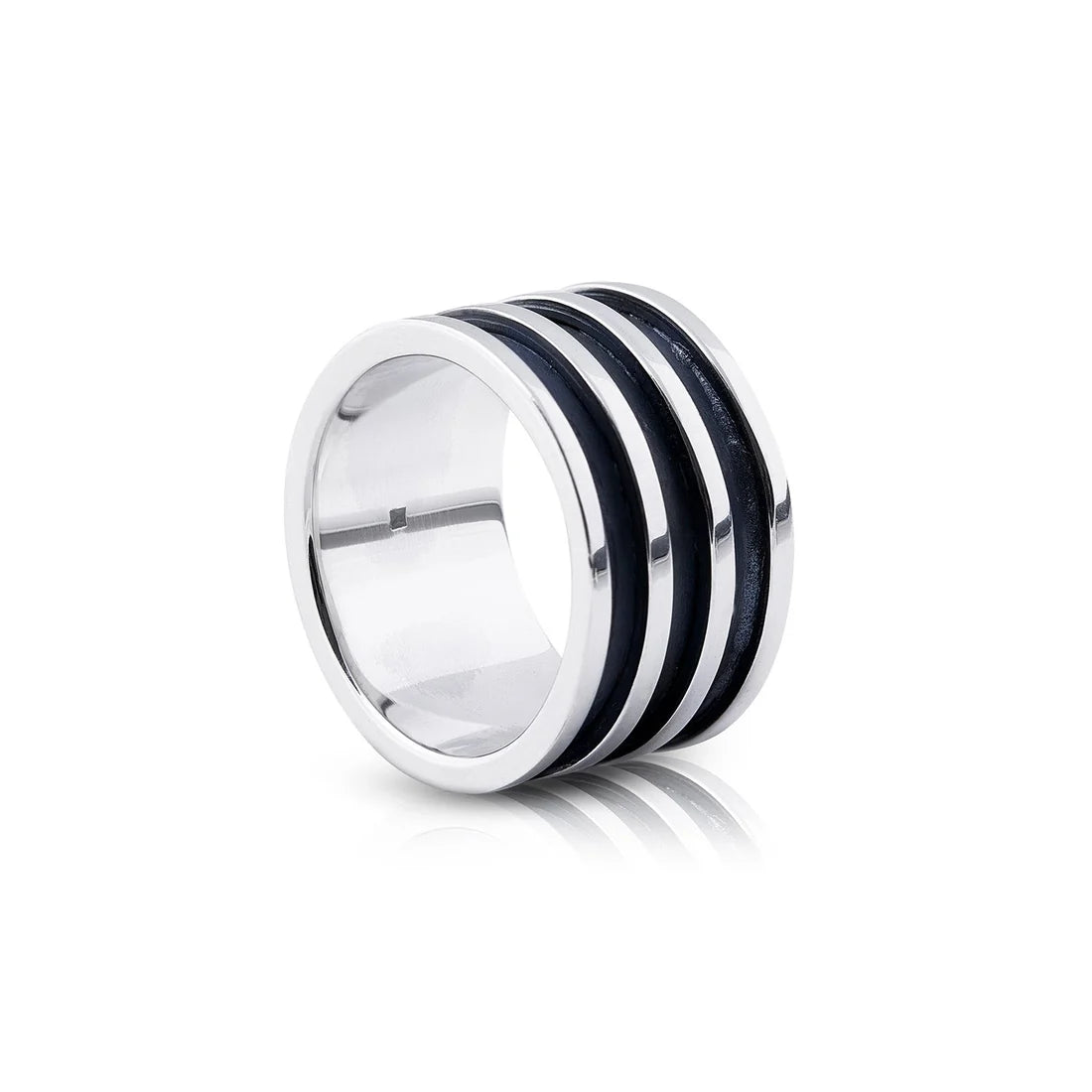Ring aus Sterlingsilber mit glänzendem und oxidiertem Finish R-4344
