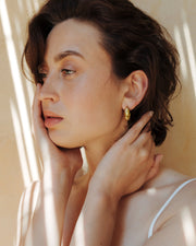 LUAMAYA Hammered Huggie Studs