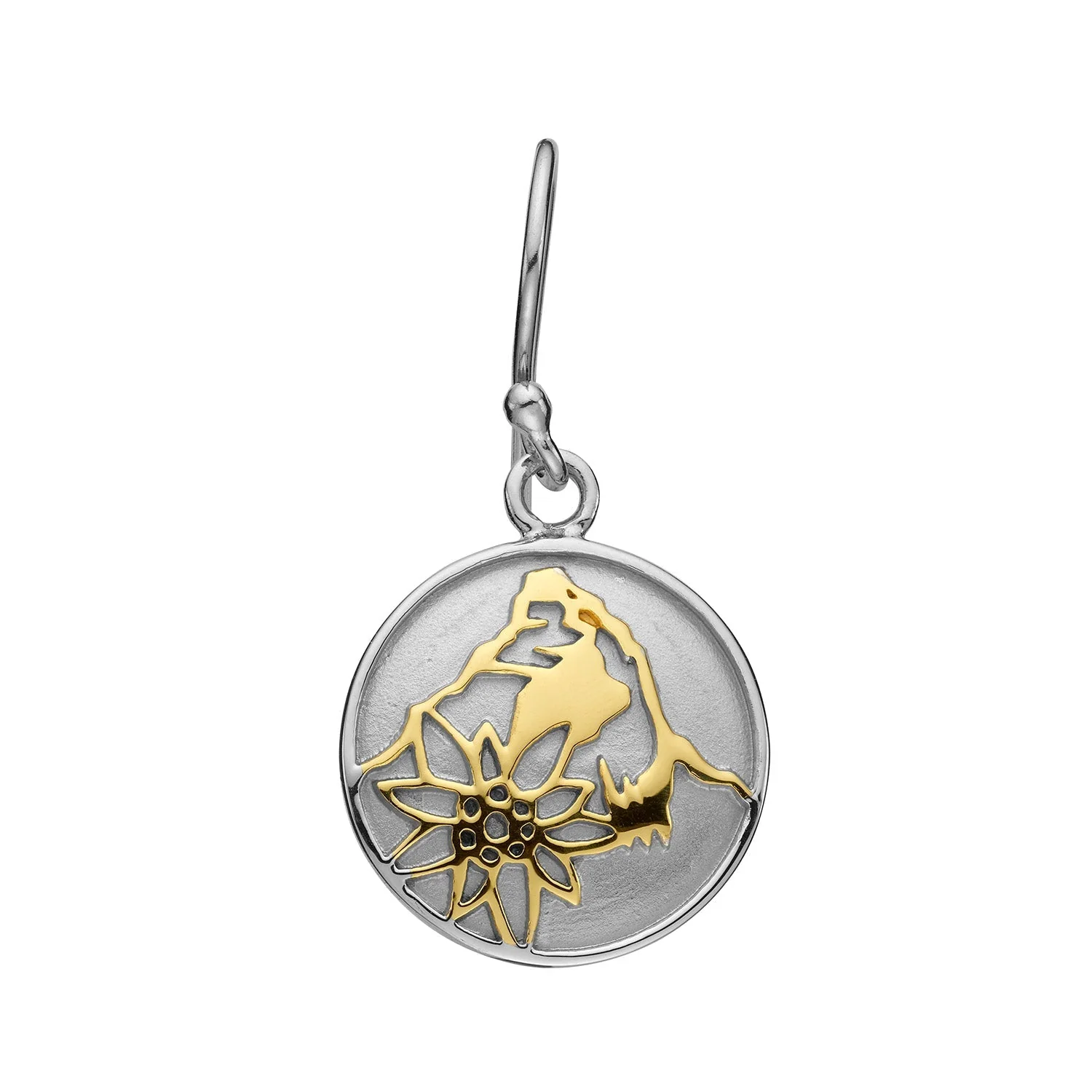 Set aus Halskette und Ohrringen aus Bicolor Sterling Silber mit Matterhorn und Edelweiss Motiv S-7004