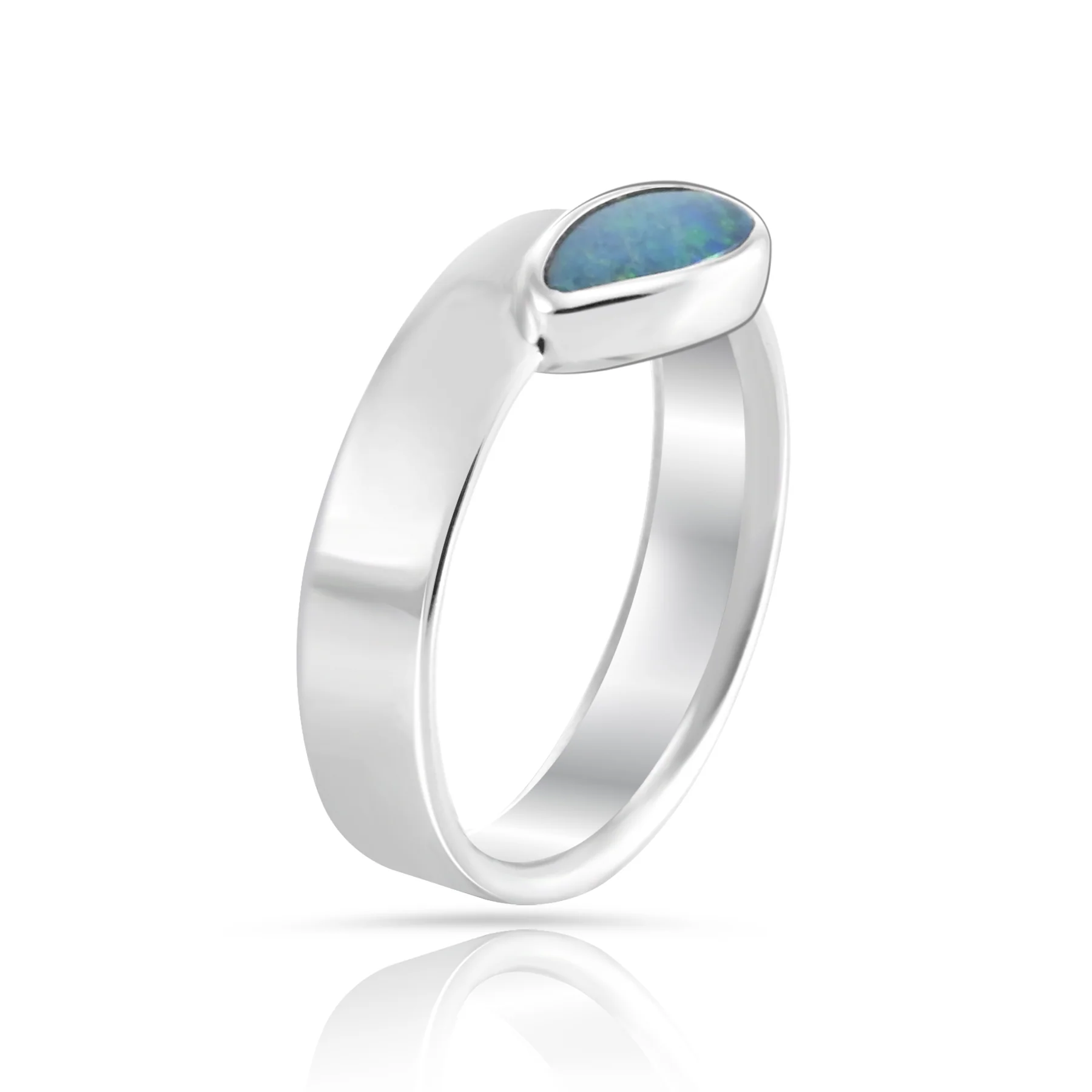 Ring aus Sterlingsilber mit tropfenförmigem Opal in Qualität AA R-4588-50