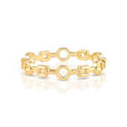 Ring aus Sterlingsilber Gelbgold plattiert mit abwechselnd quadratischen und runden Elementen RI-10064GP