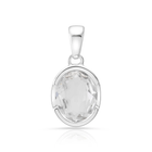 Anhänger aus rhodiniertem Sterlingsilber mit Öse und Quarzkristallstein SR-738