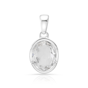 Anhänger aus rhodiniertem Sterlingsilber mit Öse und Quarzkristallstein SR-738