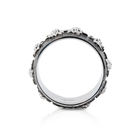 Ring aus Sterlingsilber mit Edelweiss auf Halbmondprofil, schwarz rhodiniert und mit Satin-Finish R-8003-50