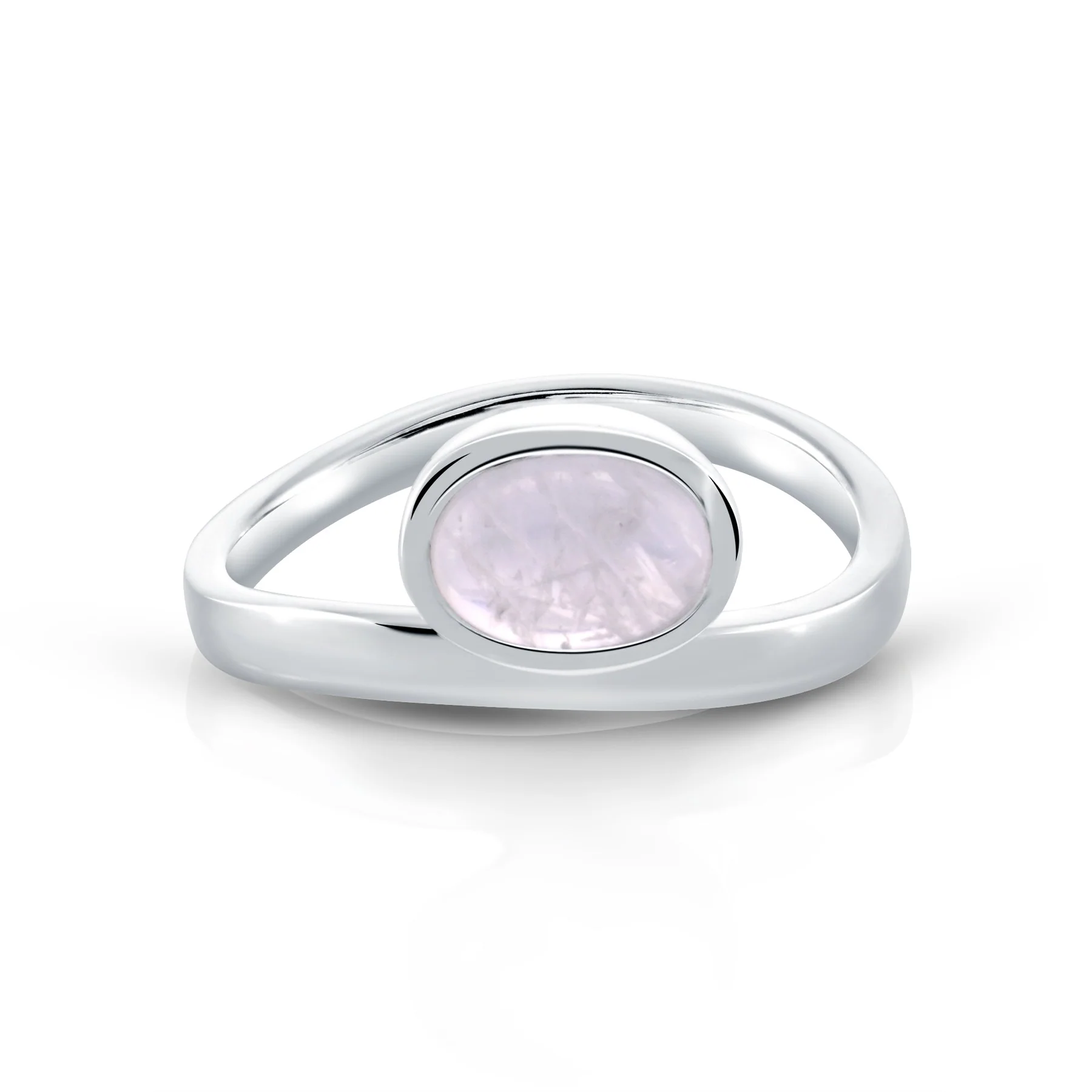 Sterling Silber Ring mit Regenbogen Mondstein ovaler Cabochon RI-10116A-50