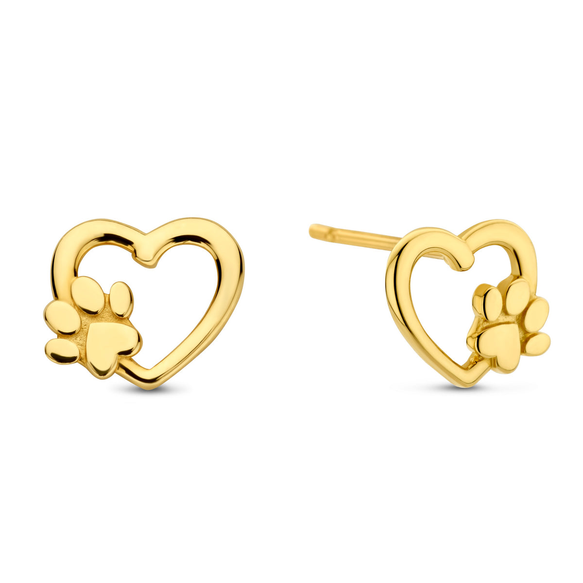 Ohrstecker Herz/Hundepfote Gold 585 57729