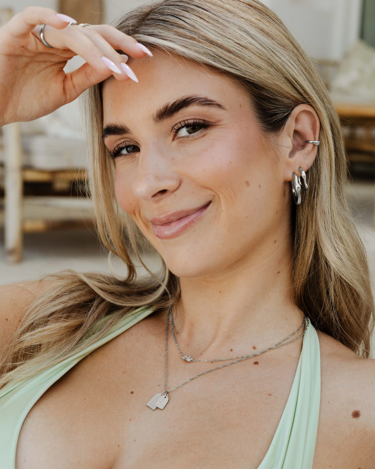 LUAMAYA Solar Wave Hoop Studs Medium