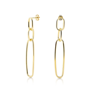 Ohrstecker aus vergoldetem Gelbgold Sterlingsilber, bestehend aus 3 Ringen, glänzend und poliert, in verschiedenen Größen EG-2644