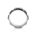 Ring aus Sterlingsilber mit Edelweiss auf flachem Profil, Satin-Finish und schwarzem Rhodium R-8001