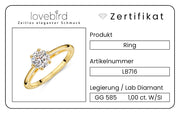 Lovebird Damenring mit Lab Grown Brillant 1,00 ct. Gelbgold 585 LB716