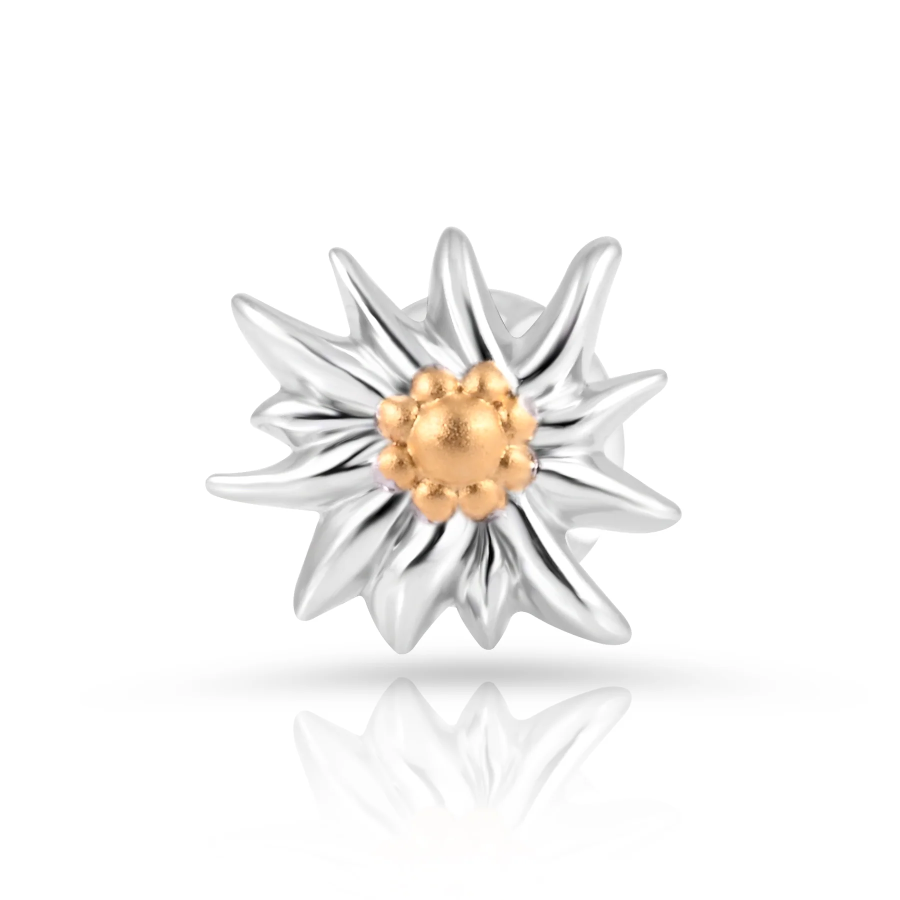 Set aus Edelweiss Halskette und Ohrringe aus glänzendem Bicolor Silber S-8101