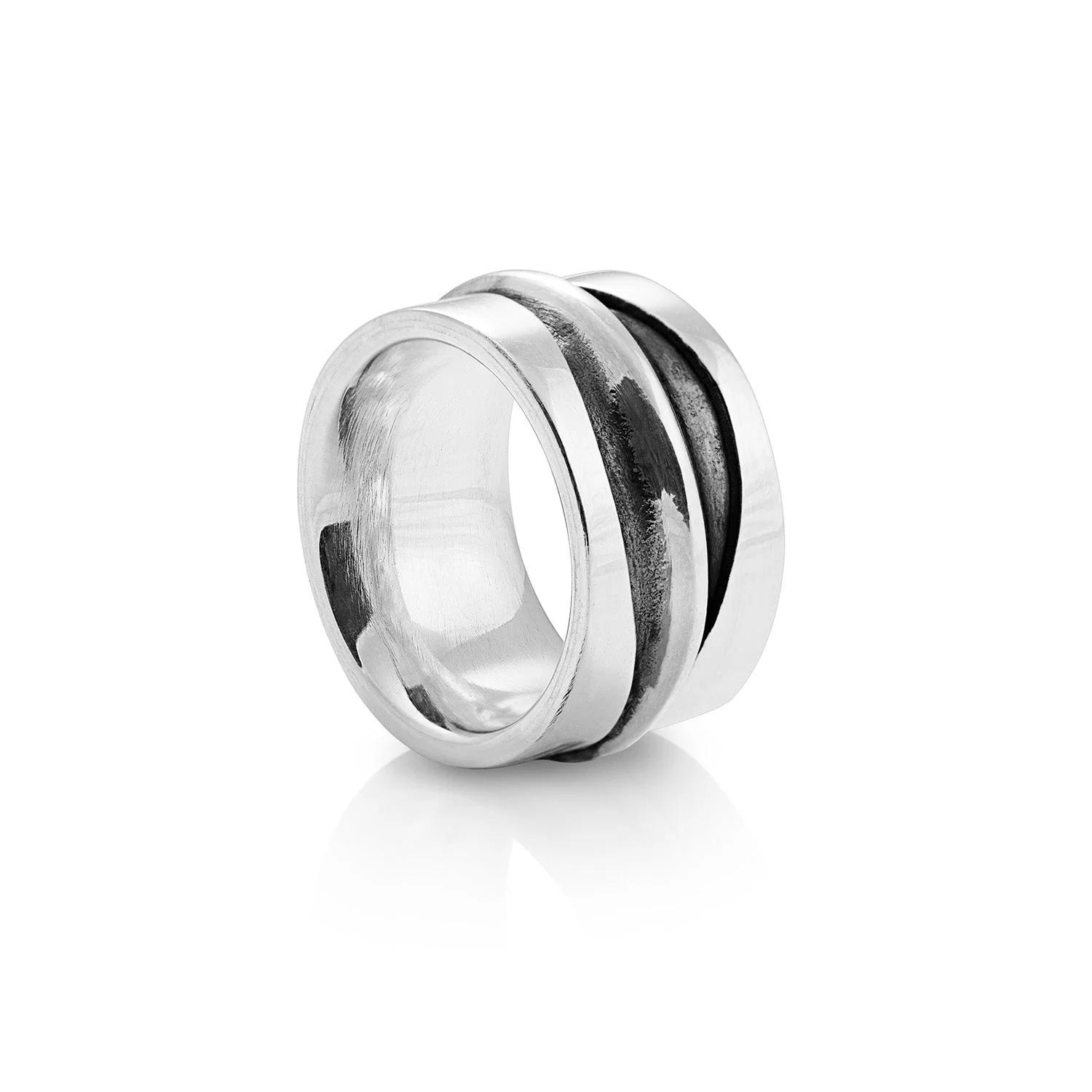 Ring aus Sterlingsilber mit glänzender und oxidierter Oberfläche RA-222