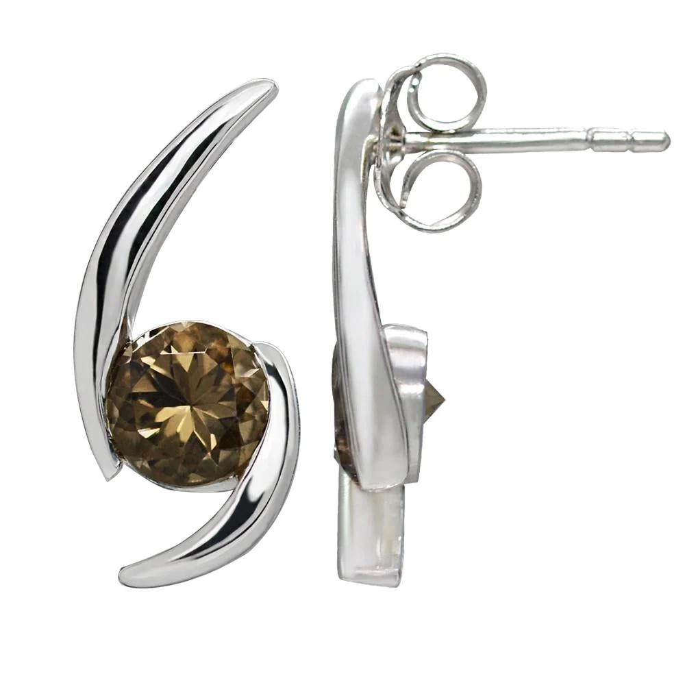 Sterlingsilber Ohrringe mit Schweizer Stein Rauchquarz SR-393