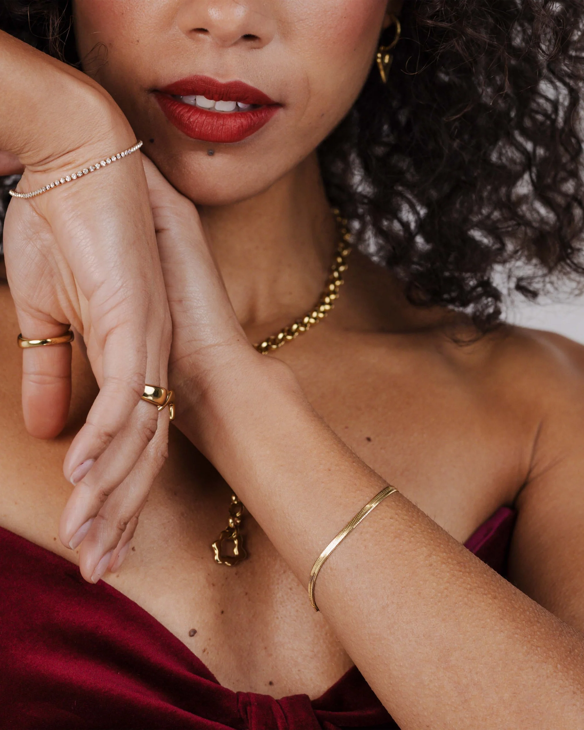 LUAMAYA Slim Herringbone Bracelet Gold