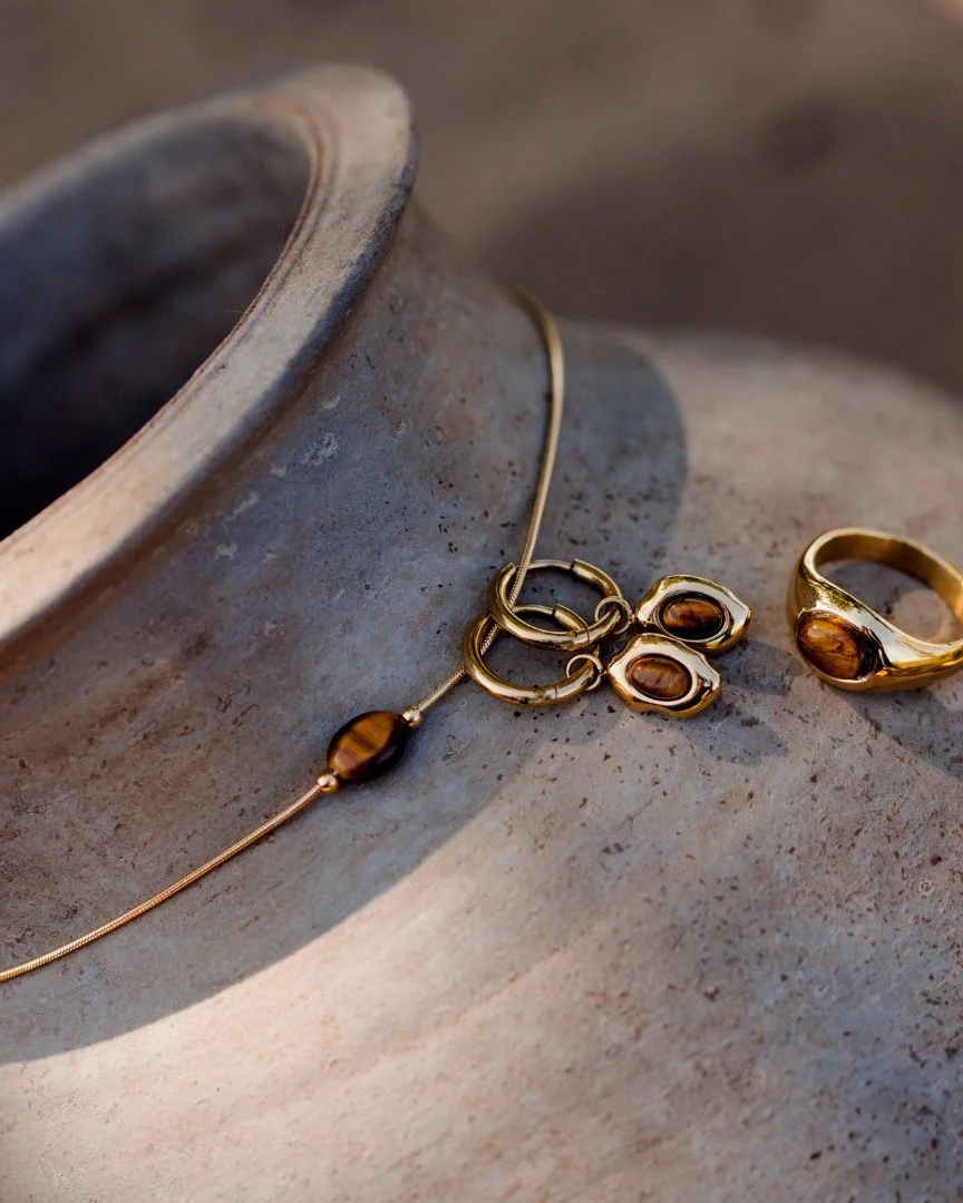 LUAMAYA Tiger's Eye Hoop Set Small