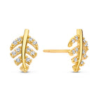 Ohrstecker Blatt mit 20 Zirkonia Gold 585 57656