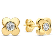 Ohrstecker Kleeblatt 6,3mm mit Zirkonia Gold 585 58036