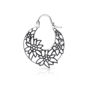 Kleine Creole Sterlingsilber Edelweiss Filigran Rhodium Schwarz Korbform E-7019