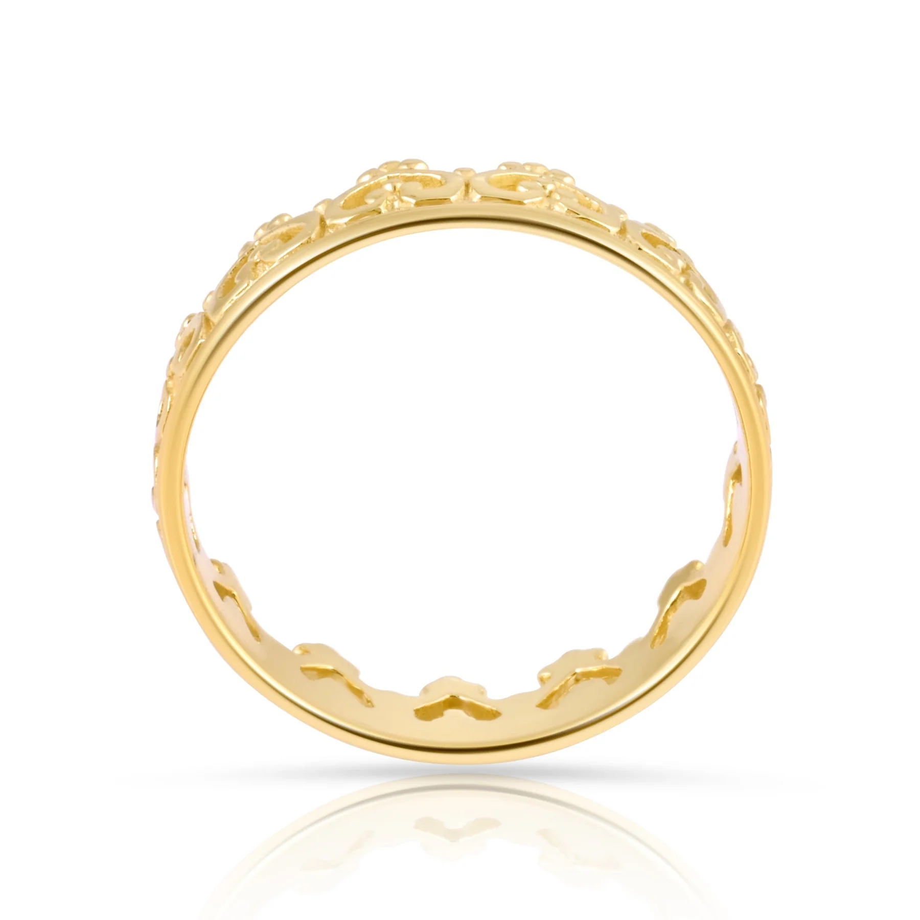 Kleiner Ring aus vergoldetem Sterlingsilber im Ethno-Kronen-Stil glänzende Finish RI-10078GP-48