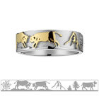 Bicolor Sterlingsilber Ring mit Kühen, Edelweiss, Matterhorn und Tannen RG-7012-1