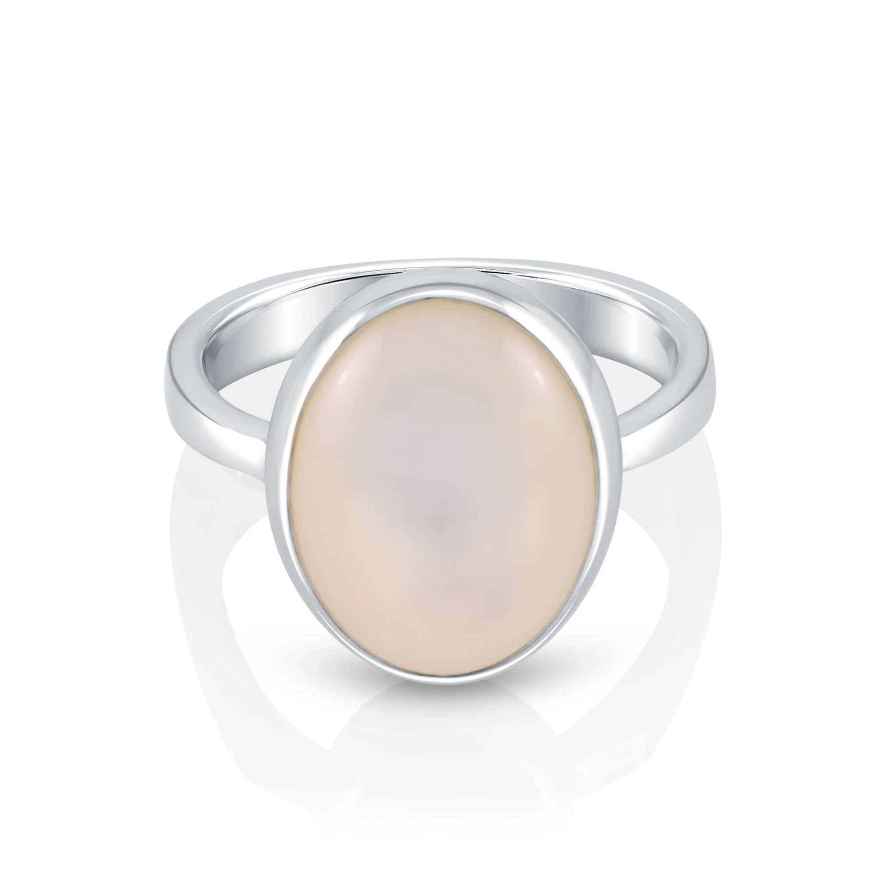 Sterlingsilber Ring mit wunderschönem Regenbogen Mondstein ovaler Cabochon R-4431-50