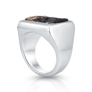Sterlingsilber Siegelring, verziert mit einem Schweiz Pyritschiefer R-4338