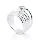 Ring aus Sterlingsilber, mit weißen 3mm und 6mm Zirkonia auf mehreren Ringen RI-10122A
