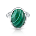 Ring aus Sterlingsilber mit wunderschönem ovalem Malachit R-4430