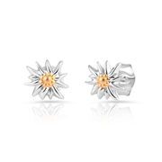 Set aus Edelweiss Halskette und Ohrringe aus glänzendem Bicolor Silber S-8101