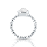 Sterlingsilber Ring mit Regenbogen Mondstein Cabochon rund RI-10118A