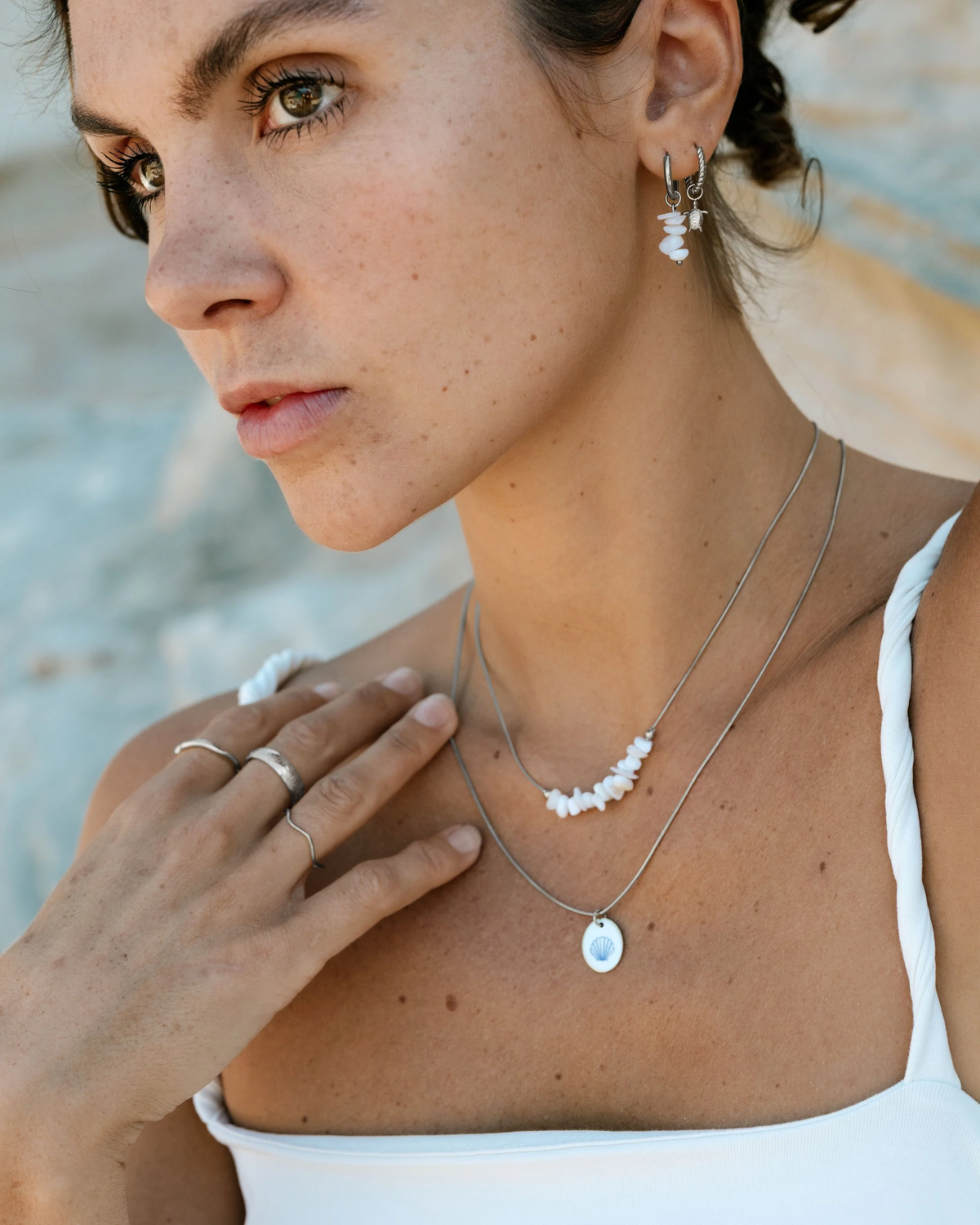 LUAMAYA Shell Relic Hoop Set Small