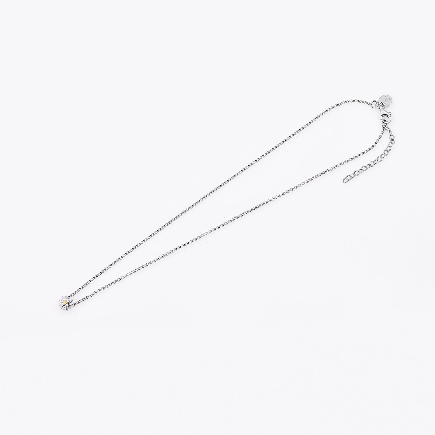 Sterlingsilber Halskette mit Bicolor poliert Mini Edelweiß Anhänger NG-8026