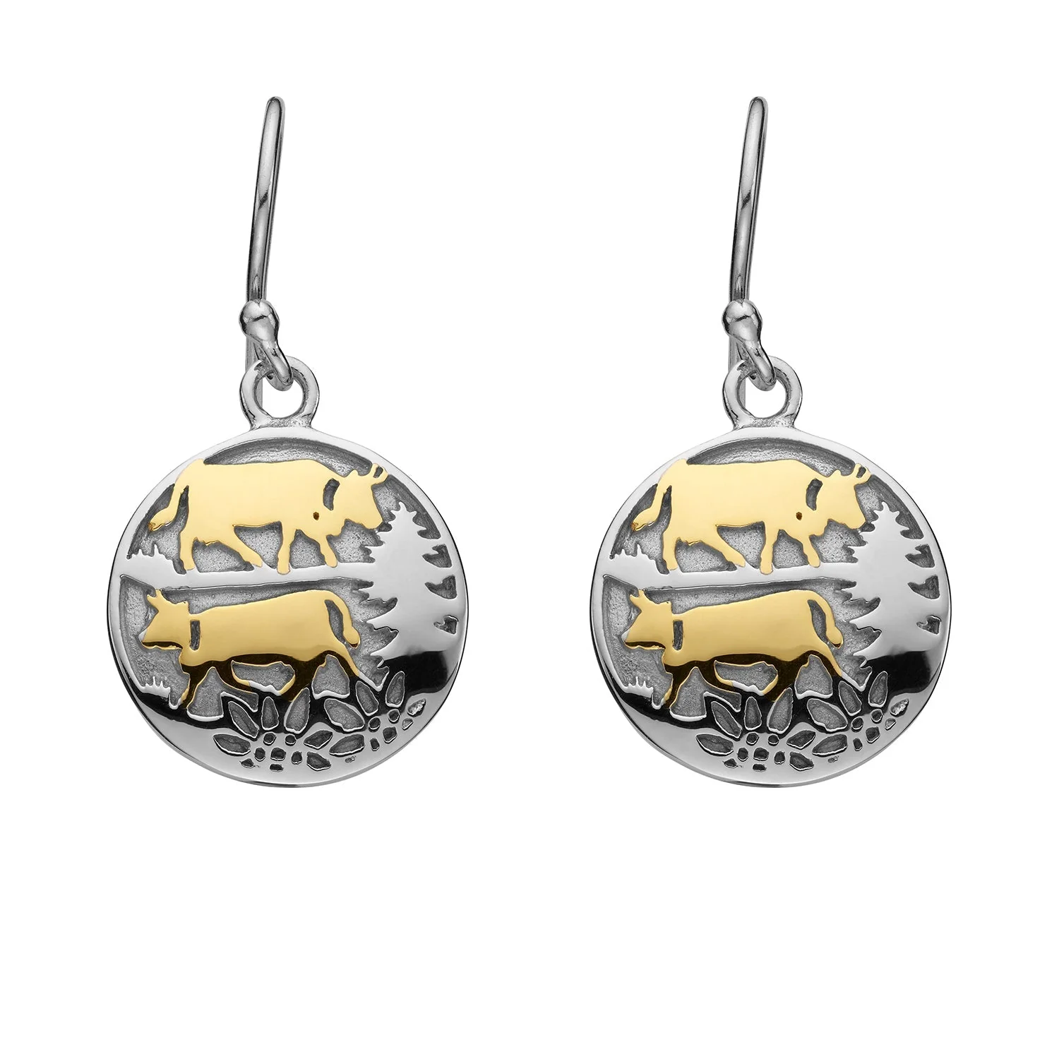 Set aus Halskette und Ohrringen aus Bicolor Silber mit Poya Motiv S-7002