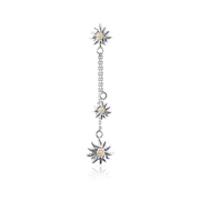 Sterlingsilber Ohrstecker Hängende Bicolor Edelweiss mit Satin Kette EG-7022