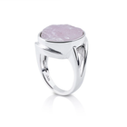 Ring aus Sterlingsilber mit einem rohen oval Rosenquarz (1,4x1,8mm) R-4330
