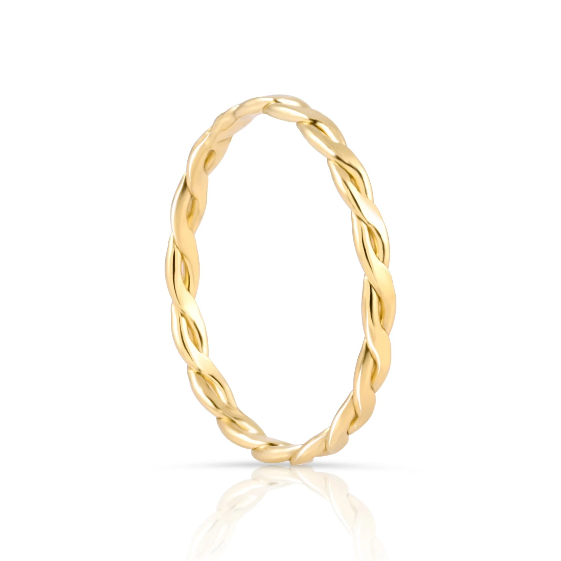 Ring aus Sterlingsilber Gelbgold plattiert mit flachem Geflecht RI-10072GP-48
