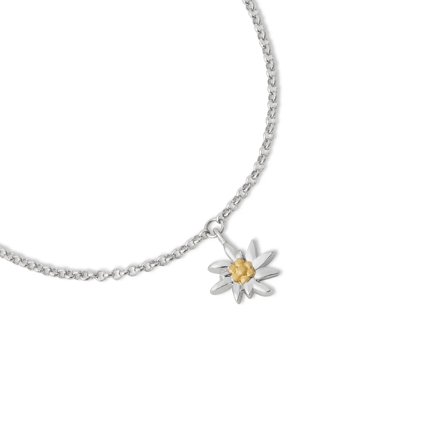 Sterlinsilber Bicolor-Armband mit Edelweiß Charm's BG-7011