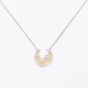Sterlingsilber Halskette mit Gold Edelweiss Filigran Bicolor Korb Anhänger NG-7021