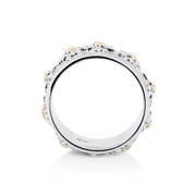 Ring aus Sterlingsilber mit Bicolor Edelweißen auf Halbmondprofil und Satin-Finish RG-8002