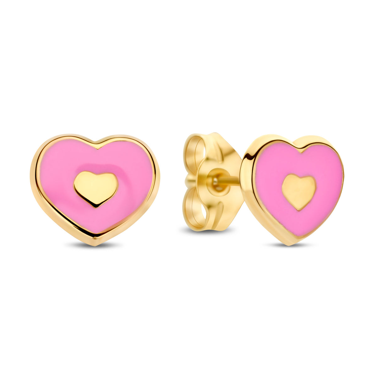 Ohrstecker Herz Lack rosa 6,5mm Gold 585 58058