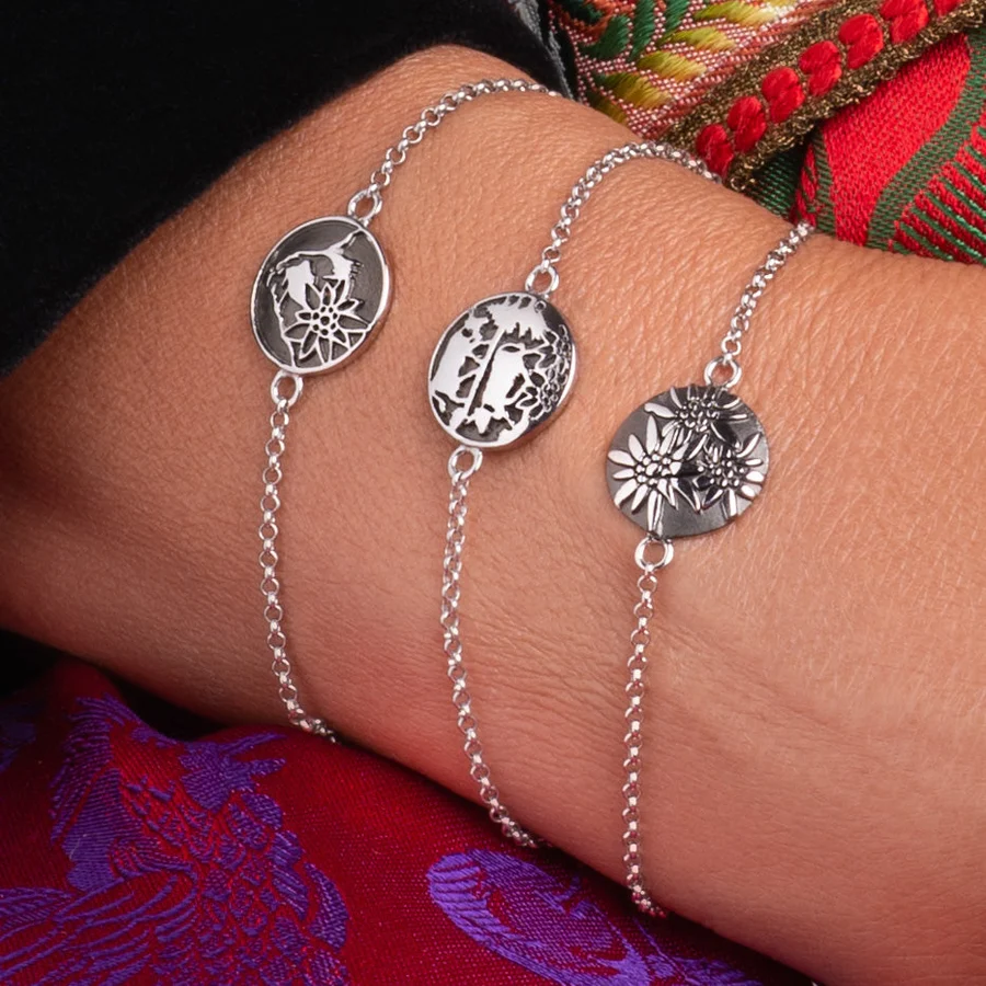 Sterlingsilber Armband mit bombiertes Profil-Element Poya Motiv B-7001