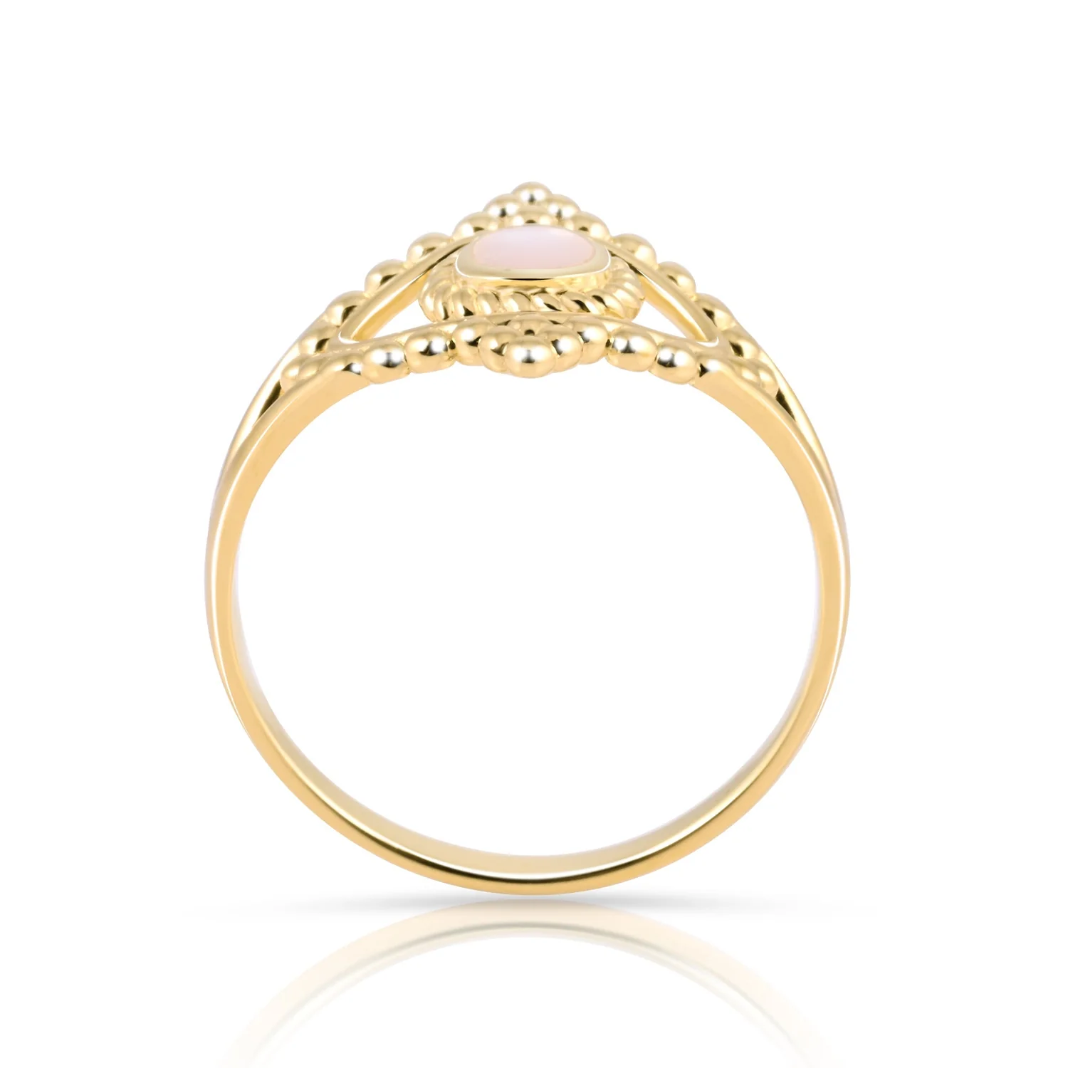 Durchbrochener Ring im Ethno-Stil aus Sterlingsilber mit Perlmutt RI-10108GP-48
