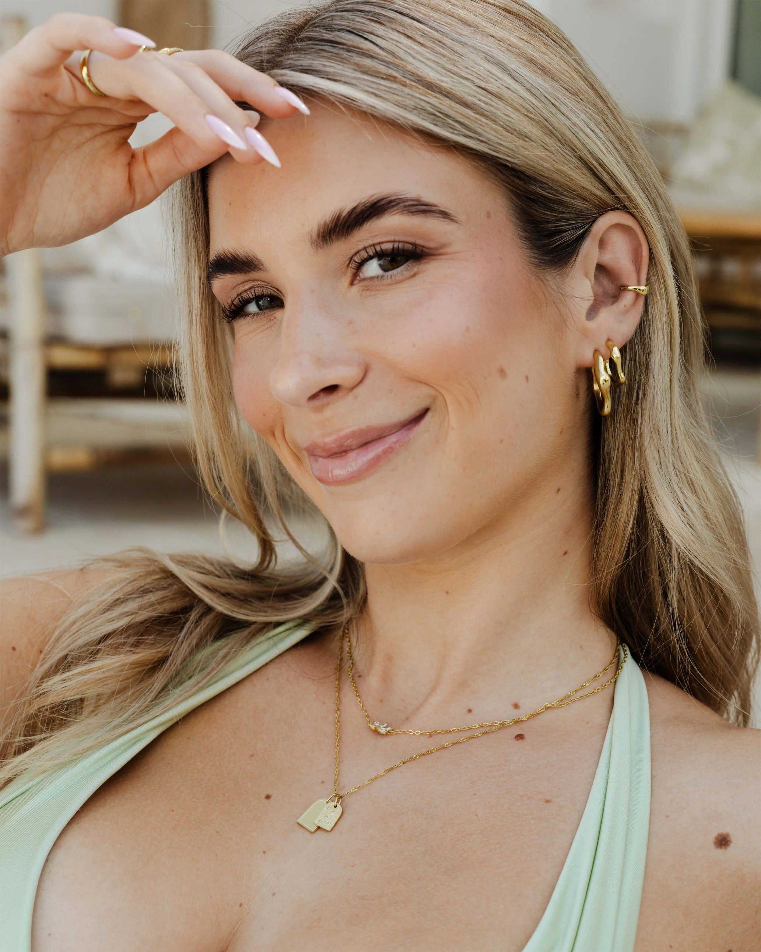 LUAMAYA Solar Wave Hoop Studs Medium