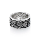 Breiter Ring aus Sterlingsilber mit Edelweiss Filigran Rhodium Schwarz R-8005