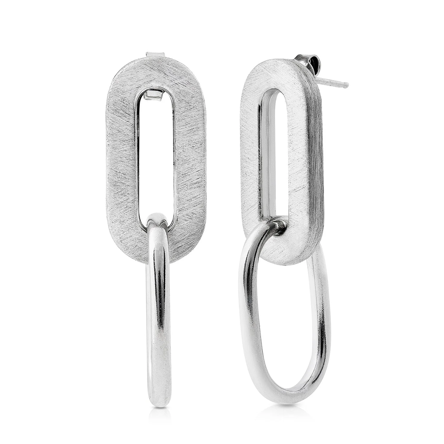 Ohrringe mit Nieten aus Sterlingsilber, die sich aus zwei Elementen mit unterschiedlichen Oberflächen zusammensetzen E-2606