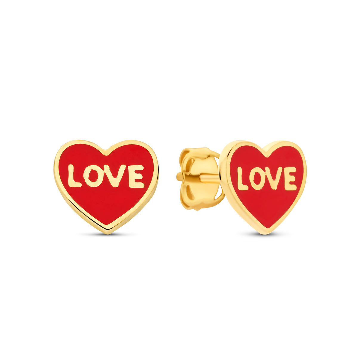Ohrstecker Herz Love Lack rot Gold 585 57895