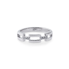Ring aus Sterlingsilber, der ein modernes rechteckiges Design mit einem zarten Hauch von Glanz durch diese Zirkonia verbindet R-4358